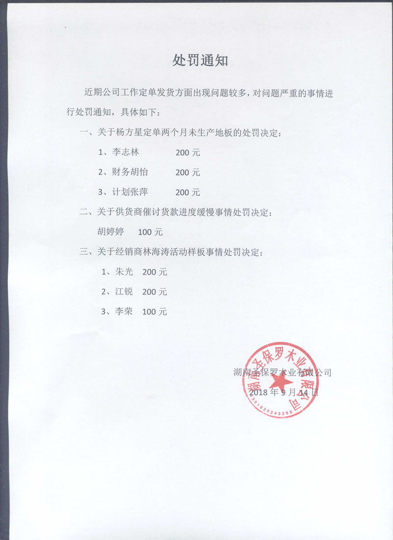 處罰通知